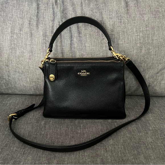 Coach Double Zip Crossbody Coach Double Zip Black Leather